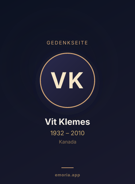 Gedenkportrait von Vit Klemes