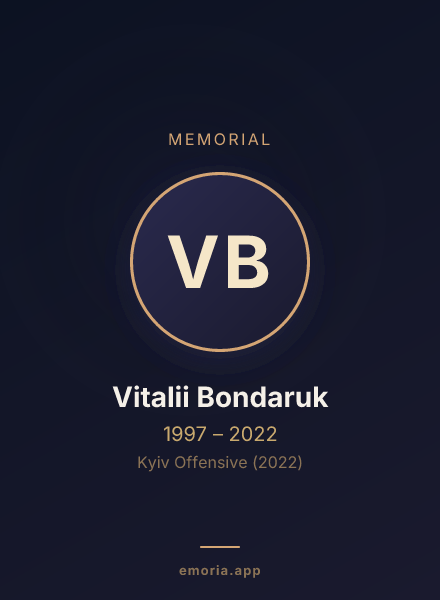 Memorial portrait of Vitalii Bondaruk
