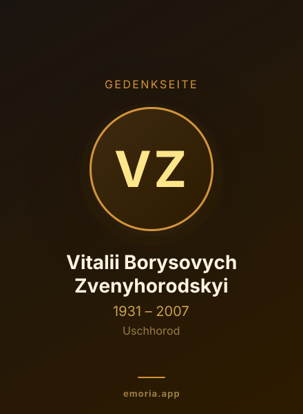 Gedenkportrait von Vitalii Borysovych Zvenyhorodskyi