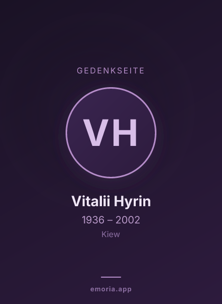 Gedenkportrait von Vitalii Hyrin