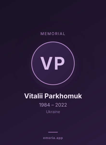 Memorial portrait of Vitalii Parkhomuk