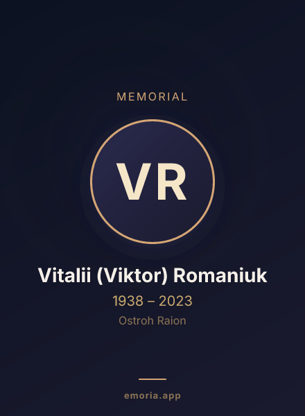 Memorial portrait of Vitalii (Viktor) Romaniuk
