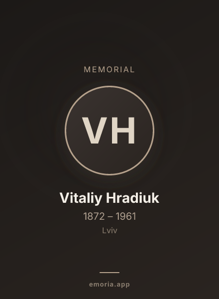 Memorial portrait of Vitaliy Hradiuk
