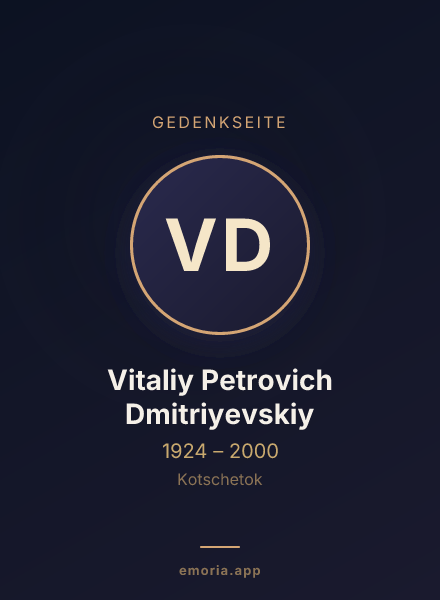 Gedenkportrait von Vitaliy Petrovich Dmitriyevskiy