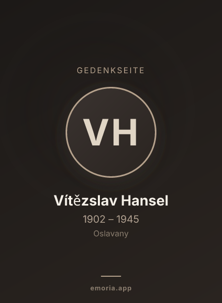 Gedenkportrait von Vítězslav Hansel