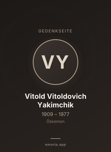 Gedenkportrait von Vitold Vitoldovich Yakimchik