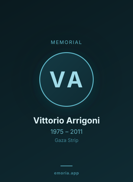 Memorial portrait of Vittorio Arrigoni