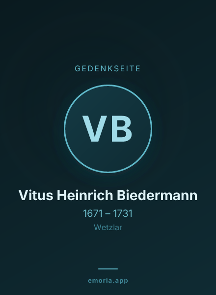 Gedenkportrait von Vitus Heinrich Biedermann