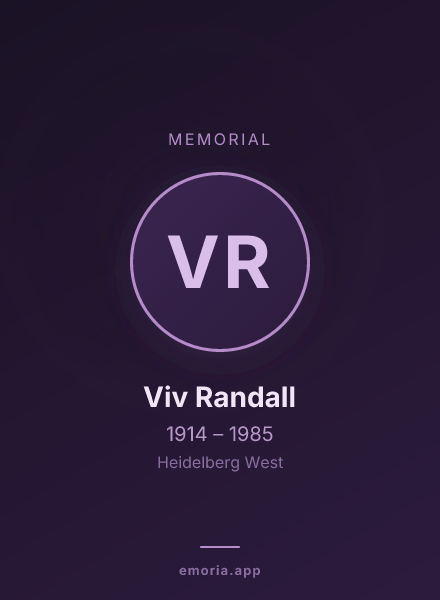 Memorial portrait of Viv Randall