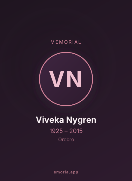 Memorial portrait of Viveka Nygren