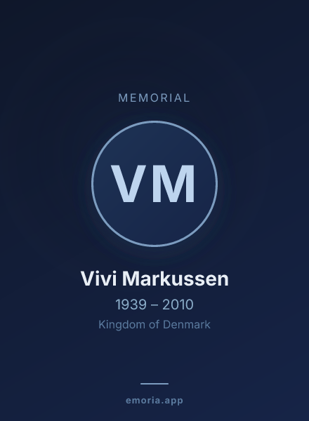 Memorial portrait of Vivi Markussen