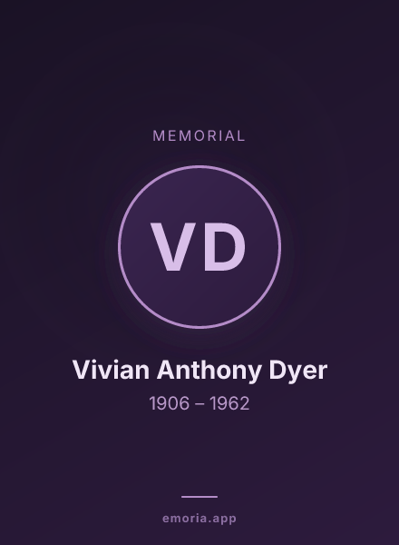 Memorial portrait of Vivian Anthony Dyer
