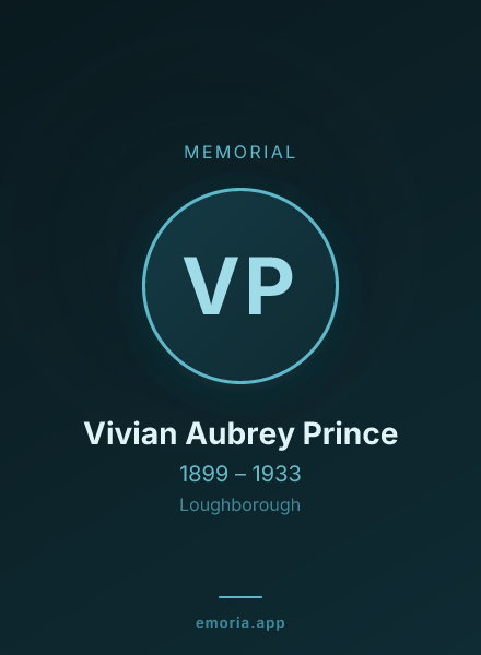 Memorial portrait of Vivian Aubrey Prince