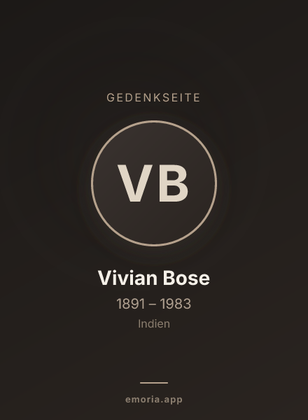 Gedenkportrait von Vivian Bose