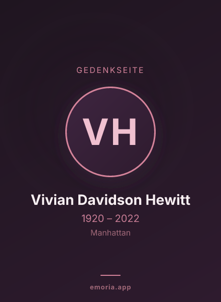 Gedenkportrait von Vivian Davidson Hewitt