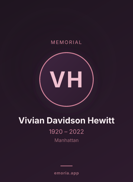 Memorial portrait of Vivian Davidson Hewitt