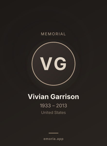 Memorial portrait of Vivian Garrison