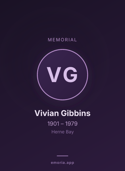 Memorial portrait of Vivian Gibbins