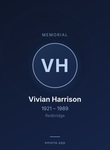 Memorial portrait of Vivian Harrison