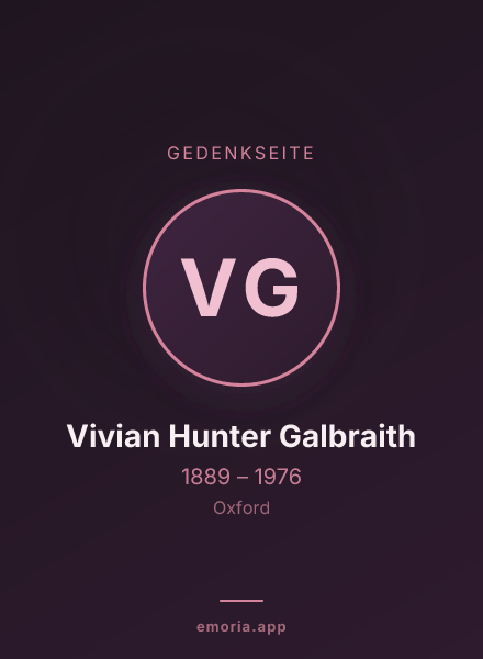 Gedenkportrait von Vivian Hunter Galbraith