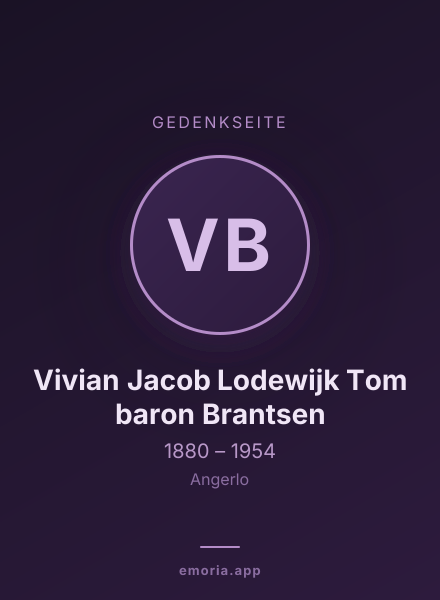 Gedenkportrait von Vivian Jacob Lodewijk Tom baron Brantsen