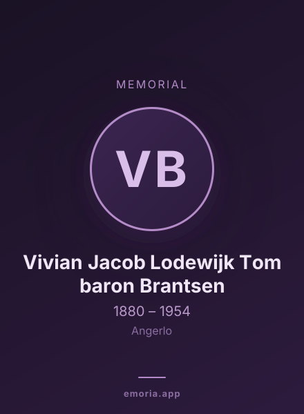Memorial portrait of Vivian Jacob Lodewijk Tom baron Brantsen