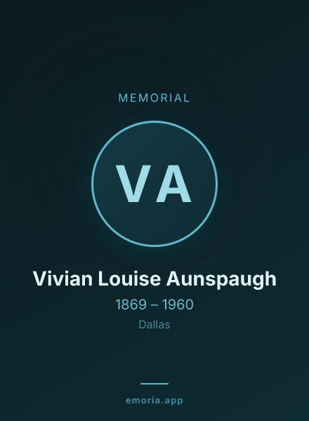 Memorial portrait of Vivian Louise Aunspaugh