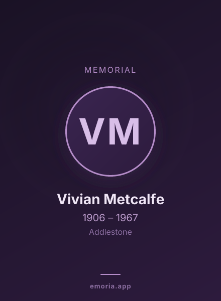 Memorial portrait of Vivian Metcalfe