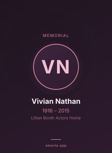 Memorial portrait of Vivian Nathan