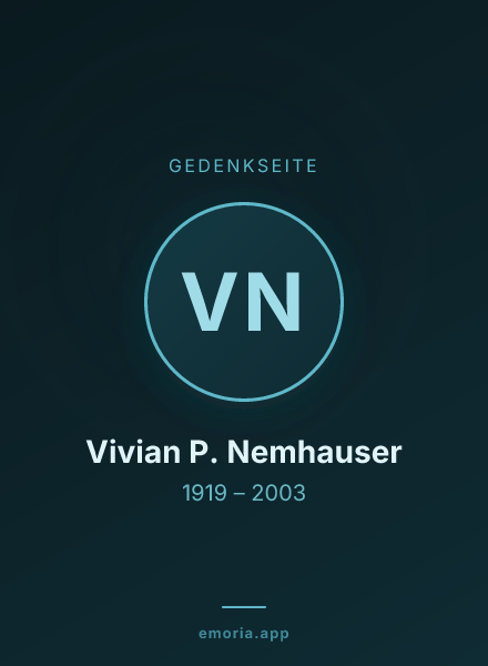 Gedenkportrait von Vivian P. Nemhauser
