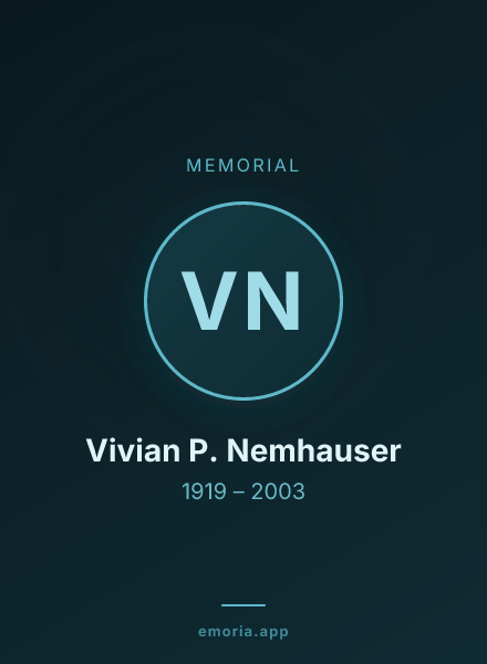 Memorial portrait of Vivian P. Nemhauser