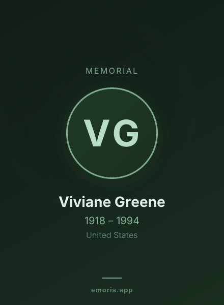Memorial portrait of Viviane Greene