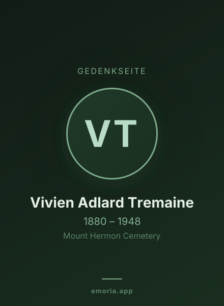 Gedenkportrait von Vivien Adlard Tremaine