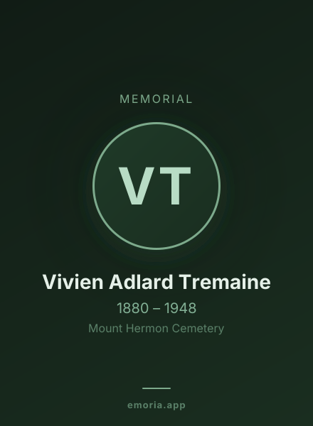 Memorial portrait of Vivien Adlard Tremaine