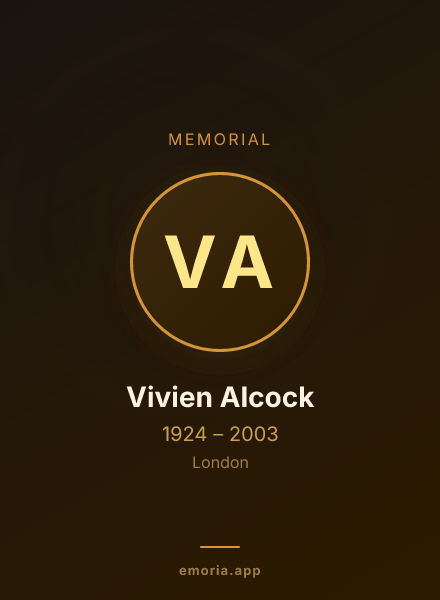 Memorial portrait of Vivien Alcock