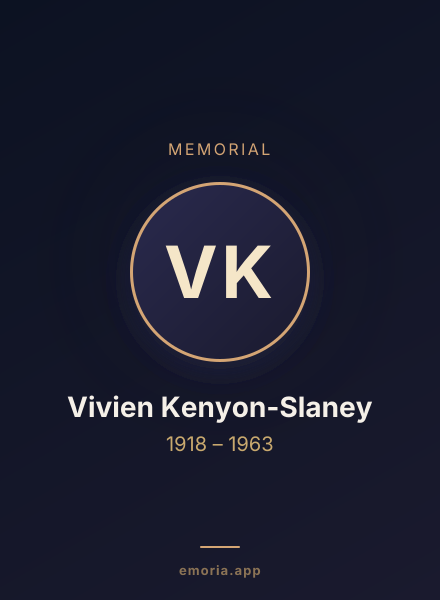 Memorial portrait of Vivien Kenyon-Slaney