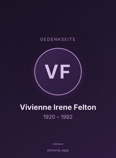 Gedenkportrait von Vivienne Irene Felton