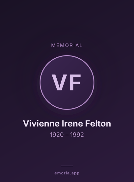 Memorial portrait of Vivienne Irene Felton