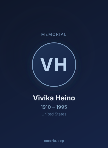 Memorial portrait of Vivika Heino