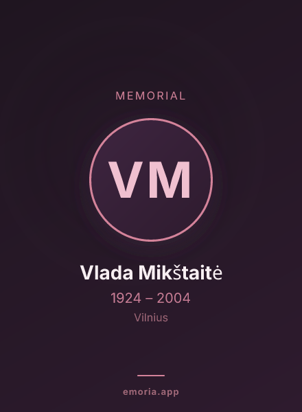 Memorial portrait of Vlada Mikštaitė