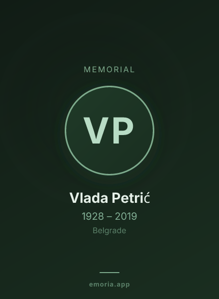 Memorial portrait of Vlada Petrić