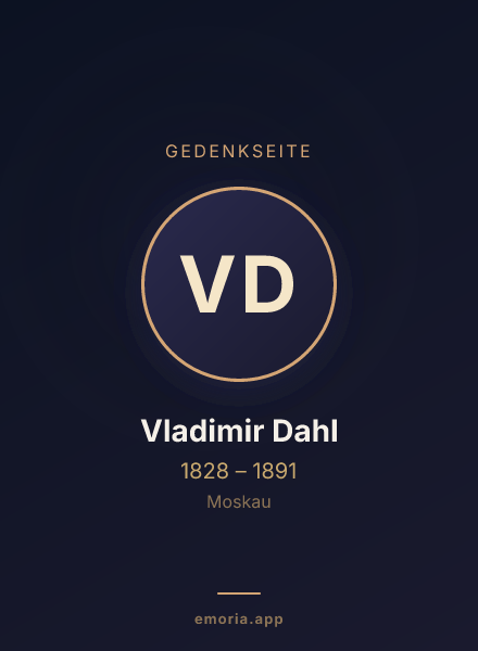 Gedenkportrait von Vladimir Dahl