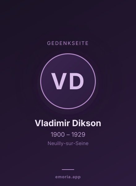 Gedenkportrait von Vladimir Dikson