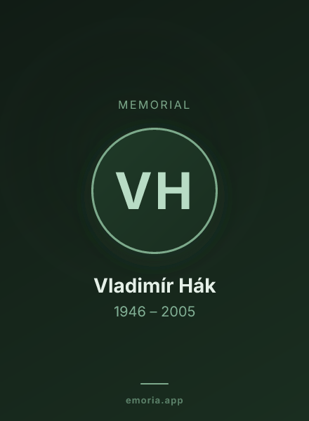 Memorial portrait of Vladimír Hák
