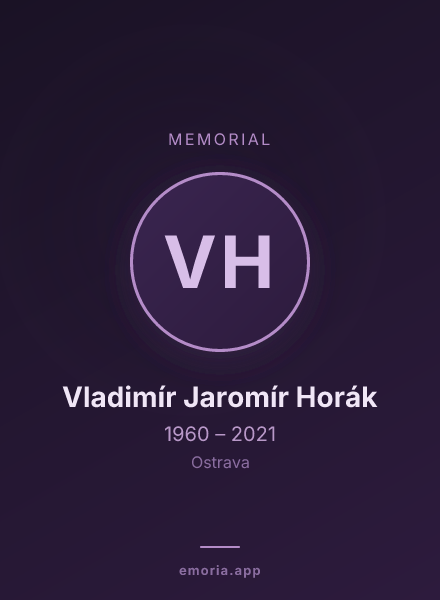 Memorial portrait of Vladimír Jaromír Horák
