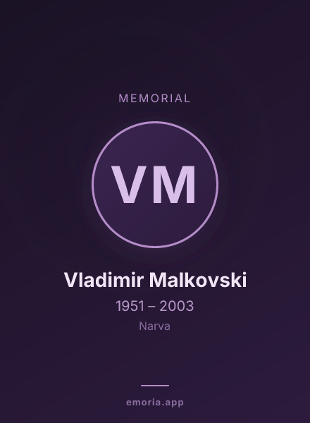 Memorial portrait of Vladimir Malkovski