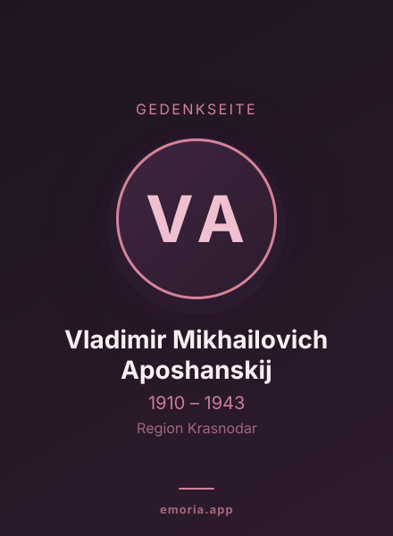 Gedenkportrait von Vladimir Mikhailovich Aposhanskij