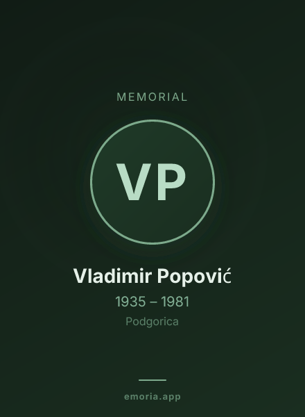 Memorial portrait of Vladimir Popović