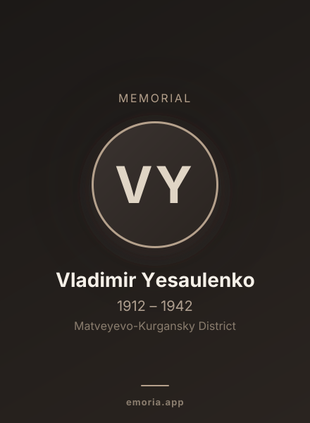 Memorial portrait of Vladimir Yesaulenko