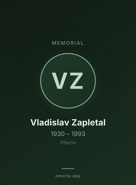 Memorial portrait of Vladislav Zapletal
